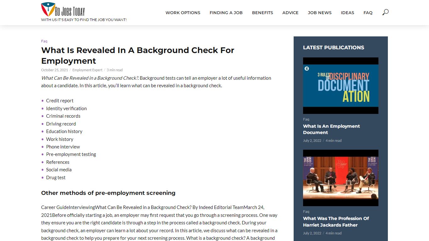 What Is Revealed In A Background Check For Employment